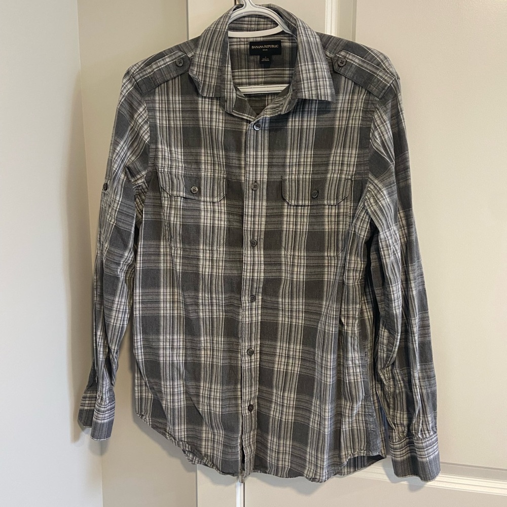 Mens Gray Button Down Banana Republic dress shirt